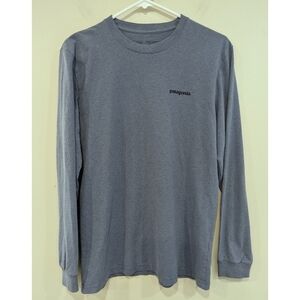 Patagonia Long Sleeve Blue Crewneck T-Shirt Buffalo Graphic Size Small